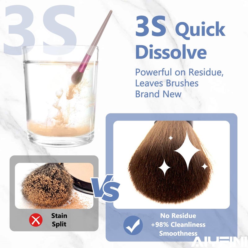 Alyfini Makeup Brush & Sponge Shampoo, Ultra Concentrated, Deep Clean Foundation/Lipstick, Professional Cleanser Solution, Efficient Dissolves Residue on Make Up Brushes/Sponges/Puff, 5.1 Fl Oz/150ml - Image 2